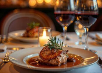 迪拜豪华餐厅的米其林星级精致菜肴 米其林餐厅用餐烹饪厨师高级