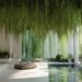 Biophilic interior design incorporating lush indoor plants, water fountain features, and abundant natural lighting to create serene, nature-inspired home environment