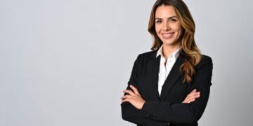Femme d'affaires professionnelle dans un environnement de bureau moderne à Dubaï, leaders d'entreprise, direction exécutive, PDG, innovation