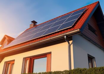 迪拜别墅屋顶安装太阳能电池板，利用可再生能源，实现迪拜水电局（DEWA）的可持续发展。