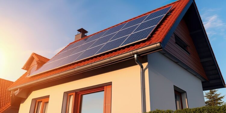 迪拜别墅屋顶安装太阳能电池板，利用可再生能源，实现迪拜水电局（DEWA）的可持续发展。