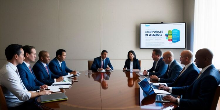 迪拜商人在现代DIFC办公室讨论投资机会和商业趋势，背景是标志性天际线，代表2026年经济增长和战略规划