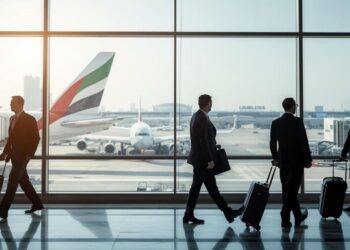 企业差旅人士在迪拜国际机场参加会奖旅游行业的商务活动