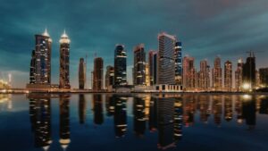 Dubai skyline modern business district skyscrapers economy