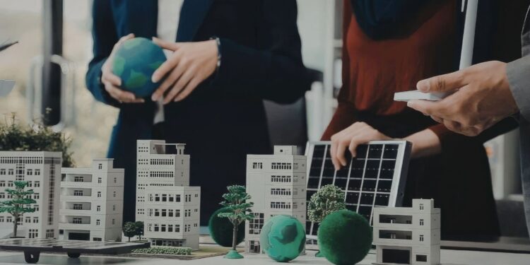 迪拜天际线可持续绿色城市太阳能电池板环境 - DUBAIwebzine 迪拜地球日2026年显示绿色生态行动和阿联酋居民的可持续城市生活