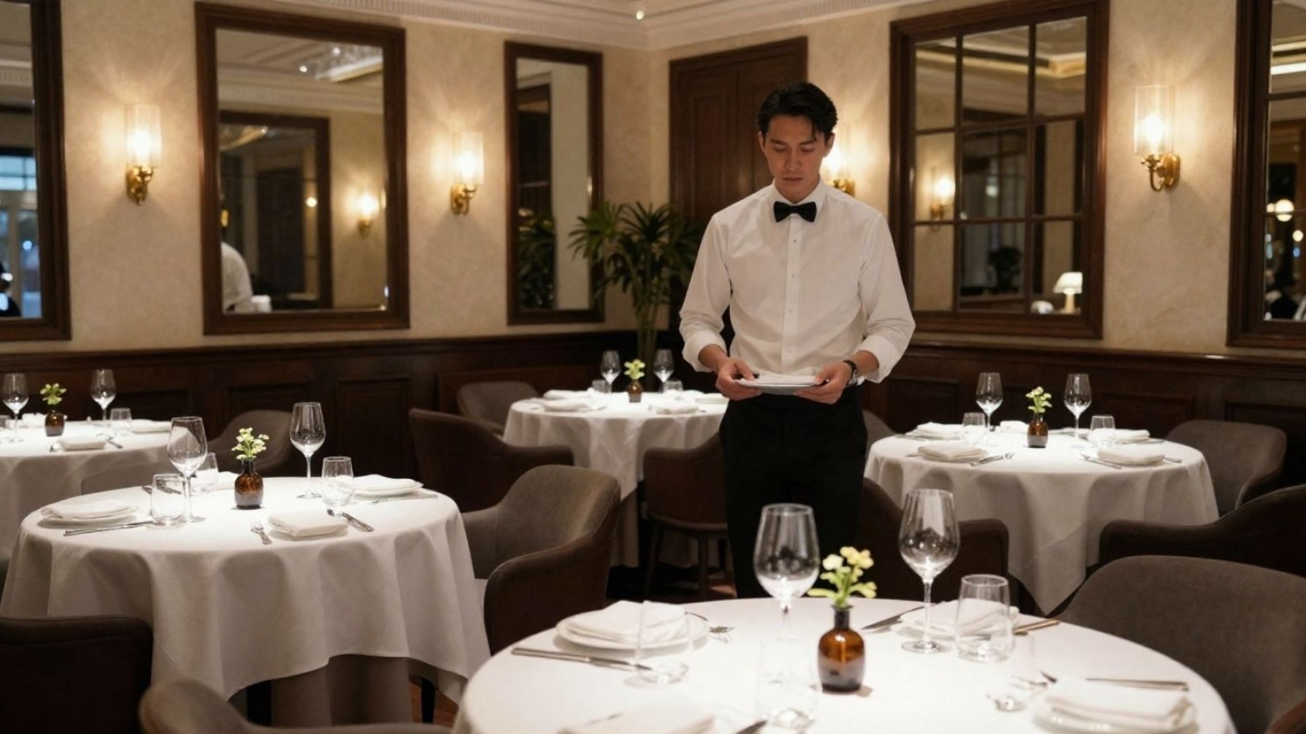 Economía de alta cocina mostrando el elegante interior de un restaurante Michelin para oportunidades de inversión europeas